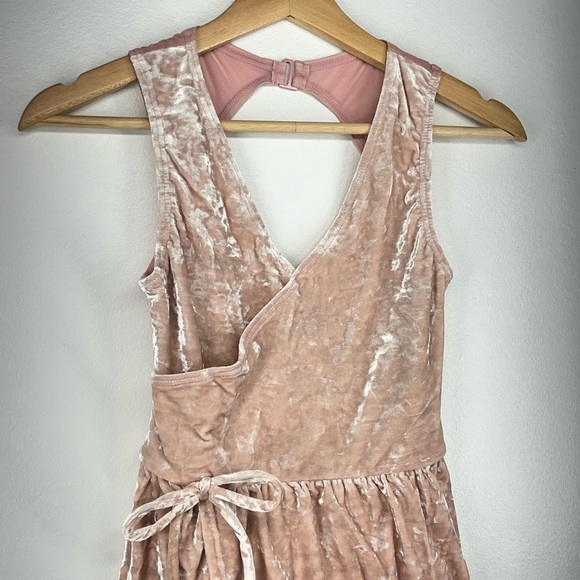 Weissman Velvet Wrap Dress Lyrical Dance Leotard with open back light pink NEW - Picture 3 of 11